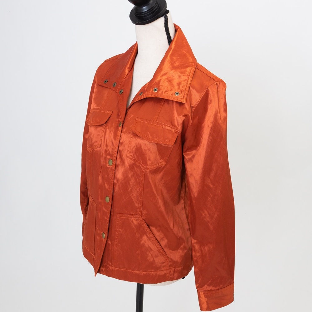 Metallic rust orange jacket wide collar light sheen statement jacket 8 Ruby Rd - Picture 4 of 13
